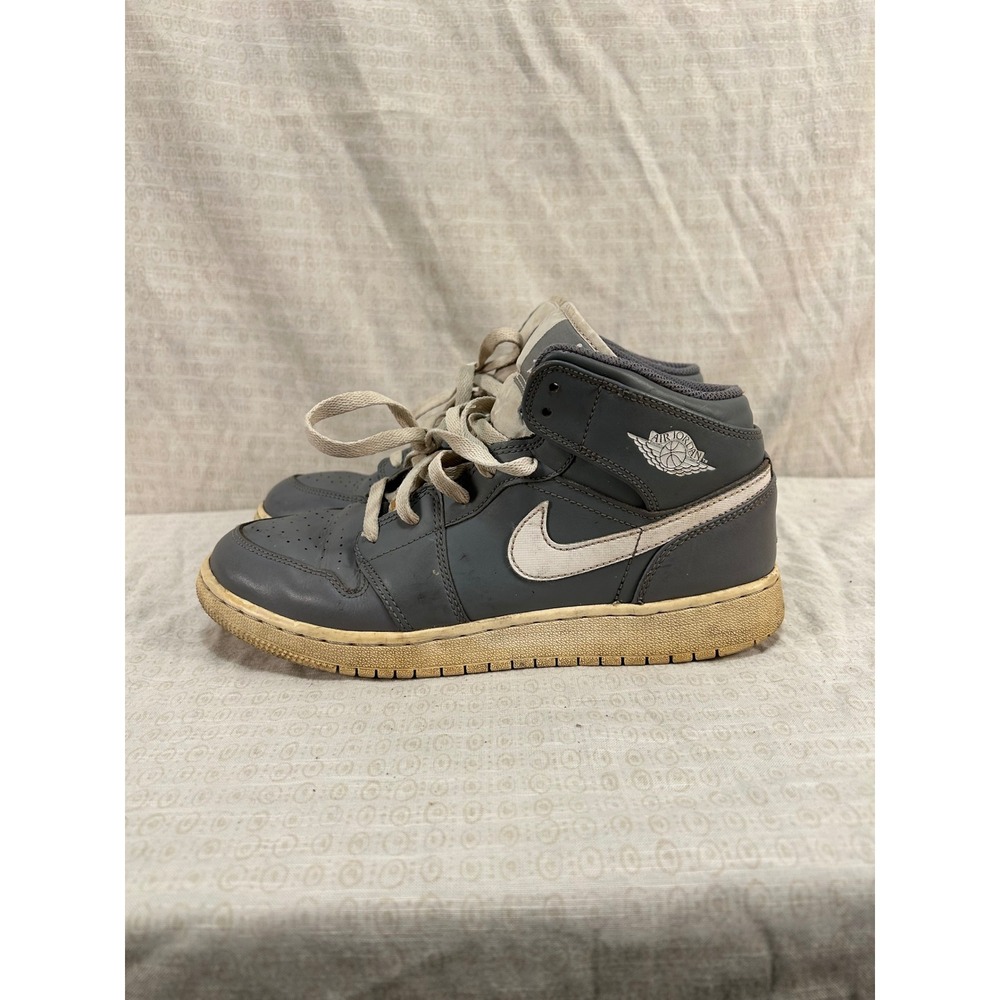 Nike Air Jordan 1 Mid Retro Sneakers Dark Grey Youth Size 7Y #2103